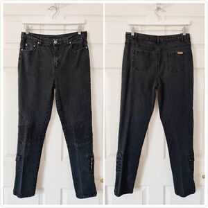 DG2 by Diane Gilman black moto jeans sz 10